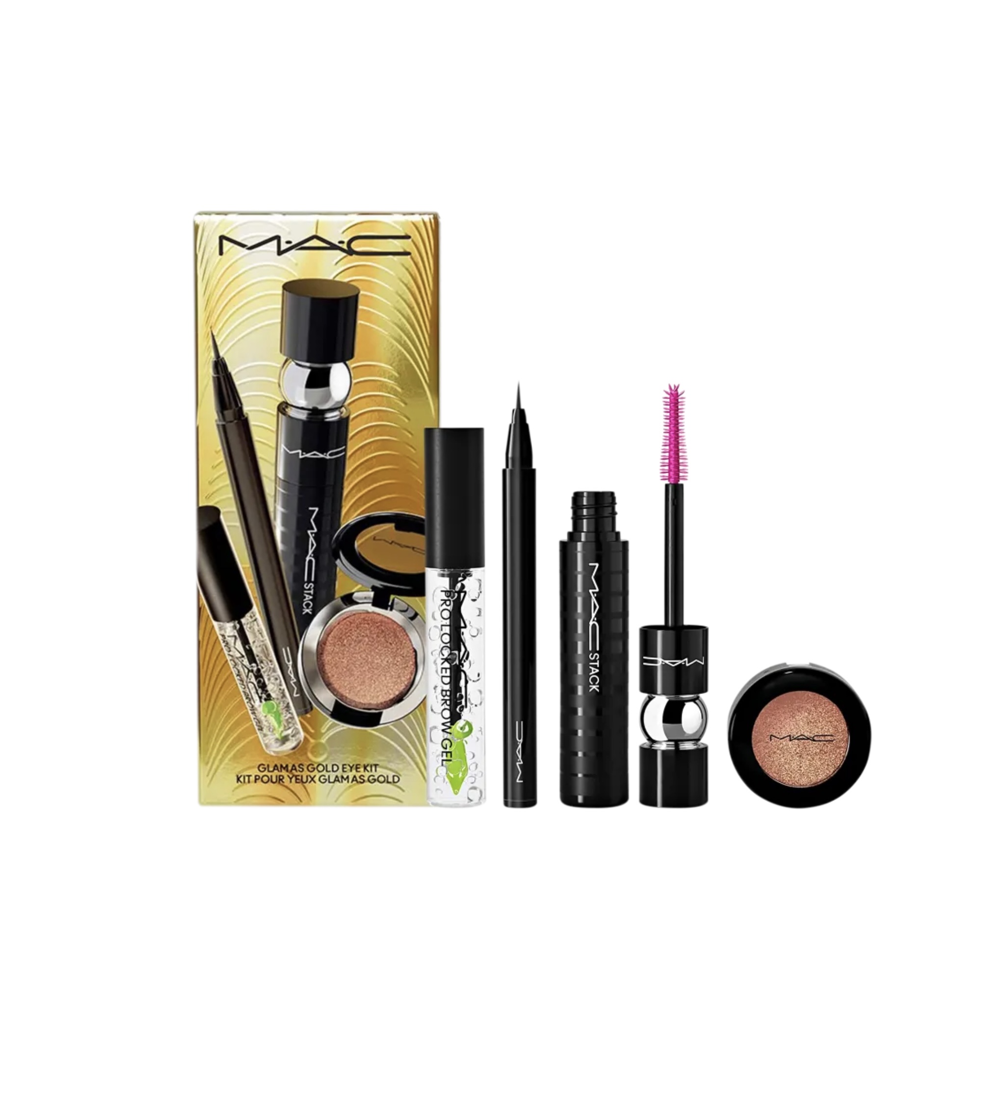 Kit olhos delineador caneta/ mascara e sombra Glam as gold eye MAC ed. limitada tamanho full