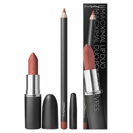 Kit Duo labial batom lipstick + lápis de boca cor velvet teddy Macximal MAC